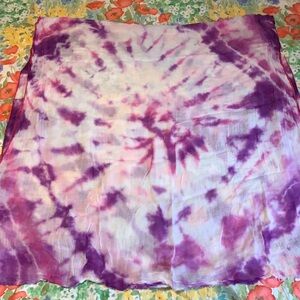 Tie Dye Scarf/Wrap, Purple/Pink Edge AS IS